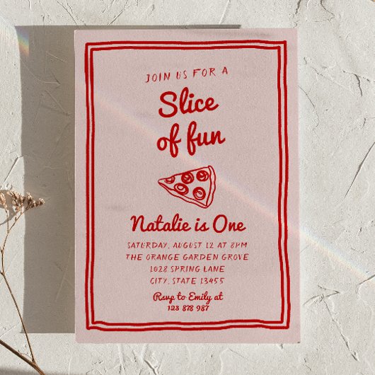 Pizza 1e hand getrokken plakje leuke foto verjaard kaart