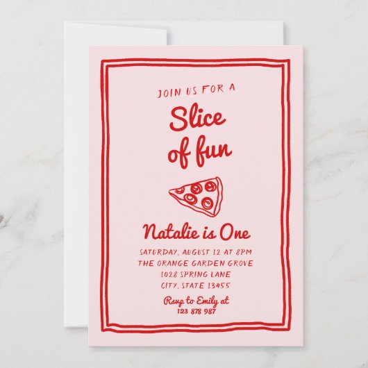 Pizza 1e hand getrokken plakje leuke foto verjaard kaart (Voorkant)