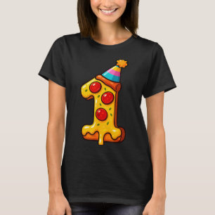 Pizza 1e verjaardag 1 jaar oude feesthoed verjaard t-shirt