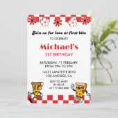 Pizza 1e Verjaardag Uitnodigingen | Love Pizza Par (Staand voorkant)