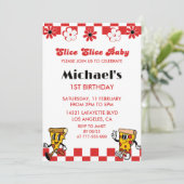 Pizza 1e Verjaardag Uitnodigingen Slice plak baby (Staand voorkant)