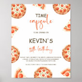 Pizza 1e Verjaardagsfeest Tijd Capsule Teken Poster (Voorkant)
