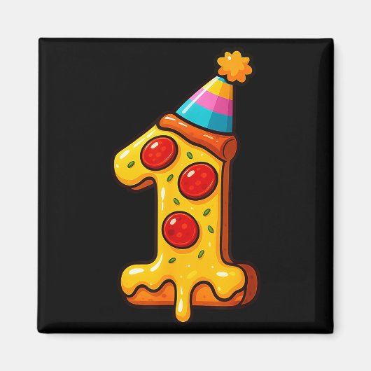 Pizza 1st Birthday 1year Old Party Hat Bday Boys G Magneet (Voorkant)