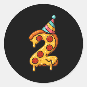 Pizza 2e Verjaardag 2 Jaar Oude Partij Pet Bday Bo Ronde Sticker