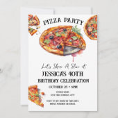 Pizza 40e Verjaardagsfeestuitnodiging Kaart (Voorkant)