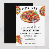 Pizza 40e Verjaardagsfeestuitnodiging Kaart (Voorkant / Achterkant)