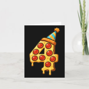 Pizza 4e verjaardag 4 jaar feesthoed verjaardag jo kaart