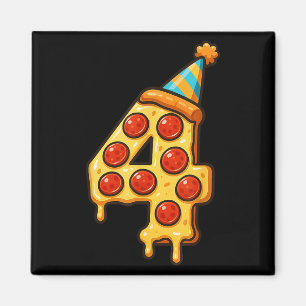 Pizza 4e Verjaardag 4 Jaar Oude Partij Pet Bday Bo Magneet
