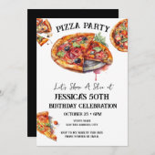 Pizza 50e Verjaardagsfeestuitnodiging Kaart (Voorkant / Achterkant)