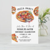 Pizza 60e Verjaardagsfeestuitnodiging Kaart (Staand voorkant)