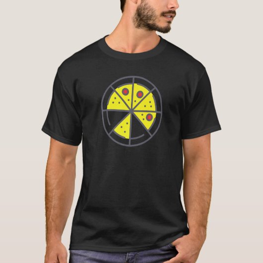 Pizza 6 Slices Cheese Pepperoni Funny Geometric Fo T-shirt (Voorkant)