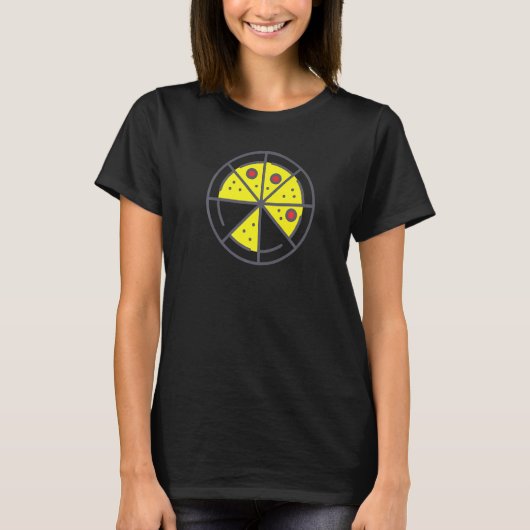 Pizza 6 Slices Cheese Pepperoni Funny Geometric Fo T-shirt (Voorkant)