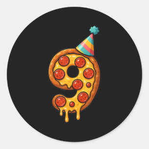 Pizza 9e Verjaardag 9 Jaar Oude Partij Pet Bday Bo Ronde Sticker