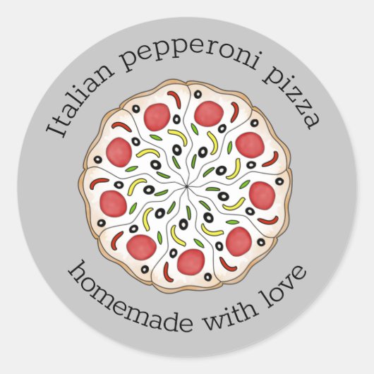 pizza aangepaste tekst klassieke ronde sticker (Voorkant)