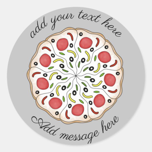 pizza aangepaste tekst ronde sticker (Voorkant)