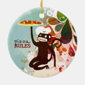 Pizza aap chef pet junk food culinair keramisch ornament (Achterkant)