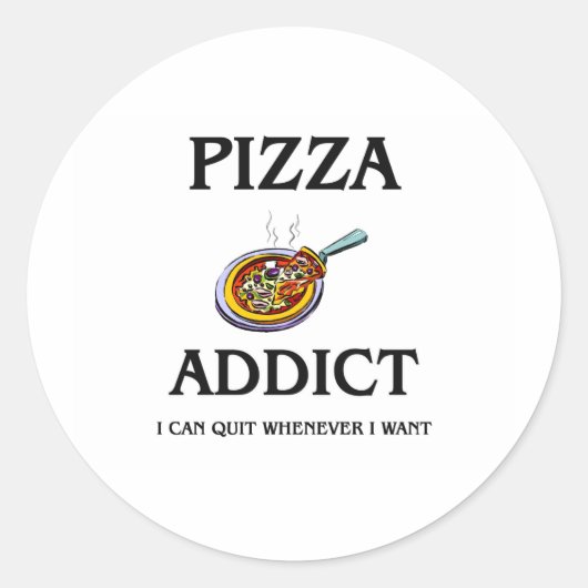 Pizza Addict Ronde Sticker (Voorkant)