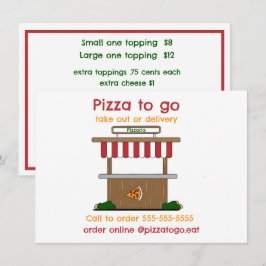 Pizza afhaal, bezorging of foodtruck plat menu