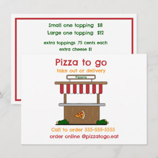 Pizza afhaal, bezorging of foodtruck plat menu