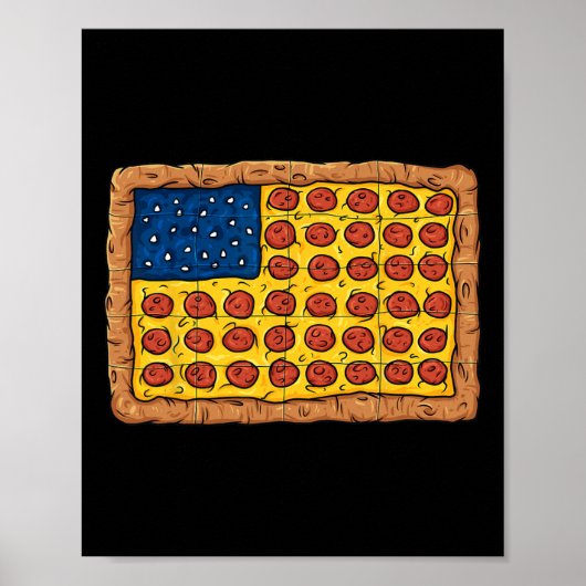 Pizza Amerikaanse Vlag 4th of Juli Leuk Voedsel Jo Poster (Voorkant)