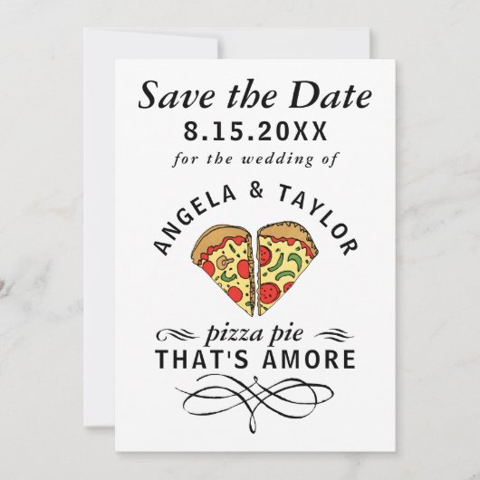 Pizza Amore Photo Wedding Save The Date (Voorkant)