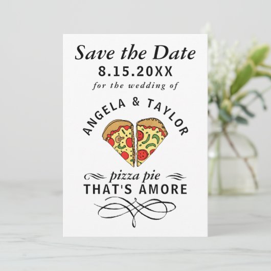Pizza Amore Photo Wedding Save The Date (Staand voorkant)