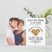Pizza Amore Trendy Typografie Fotobruiloft Save The Date (Staand voorkant)