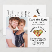Pizza Amore Trendy Typografie Fotobruiloft Save The Date (Voorkant / Achterkant)