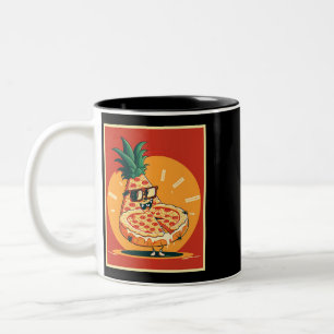 Pizza Ananas Hawaii Zomer Fastfood Tomaten F Tweekleurige Koffiemok