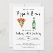 Pizza and Brews Birthday Party Invitation Kaart (Voorkant)