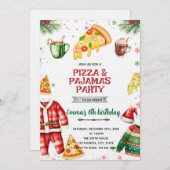 Pizza and Pajamas Christmas Invitation Kaart (Voorkant / Achterkant)