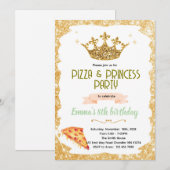 Pizza and Princesses party Invitation Kaart (Voorkant / Achterkant)