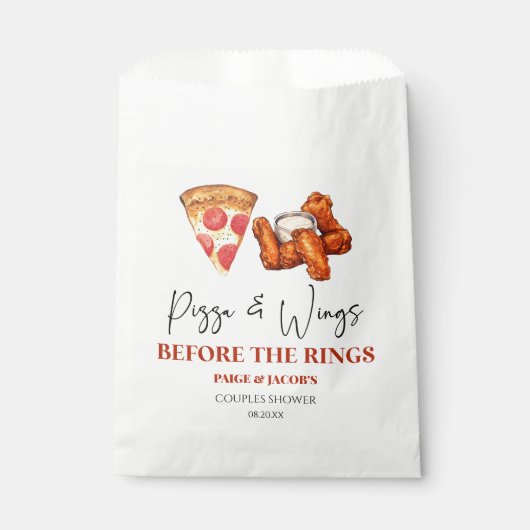Pizza and Wings Before The Wings Couples Shower Bedankzakje (Voorkant)
