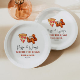 Pizza and Wings Before The Wings Rehearsal Dinner Papieren Bordje