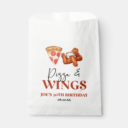Pizza and Wings Birthday Party Bedankzakje (Voorkant)