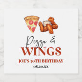 Pizza and Wings Birthday Party Bier Etiket (Enkel label)