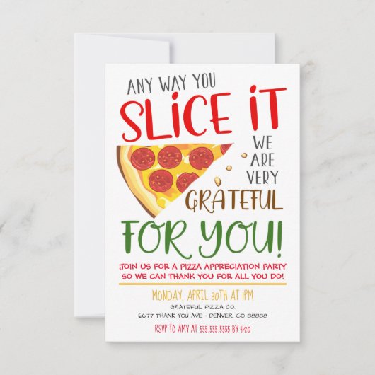 Pizza Appreciation Invitation Kaart (Voorkant)