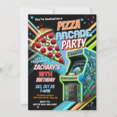 Pizza Arcade Party Uitnodiging voor kinderen (Voorkant)