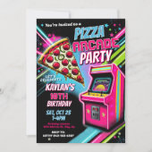 Pizza Arcade Party Uitnodiging voor kinderen (Voorkant)