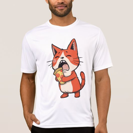 Pizza Attack Cat – Oranje Kat T-shirt (Voorkant)