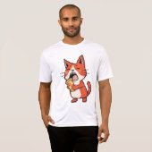Pizza Attack Cat – Oranje Kat T-shirt (Voorkant volledig)