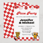 Pizza Baby Douche Uitnodigingen Pizza Party Fopspe (Voorkant / Achterkant)