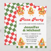 Pizza Baby Douche Uitnodigingen Pizza Party Fopspe (Voorkant / Achterkant)
