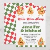 Pizza Baby Douche Uitnodigingen Slice Slice Baby (Voorkant / Achterkant)