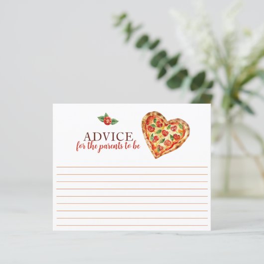 Pizza Baby shower Advies Kaart – Fun Keepsake voor (Staand voorkant)