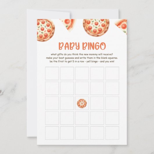 Pizza Baby shower Baby Bingo Spel Kaart (Voorkant)