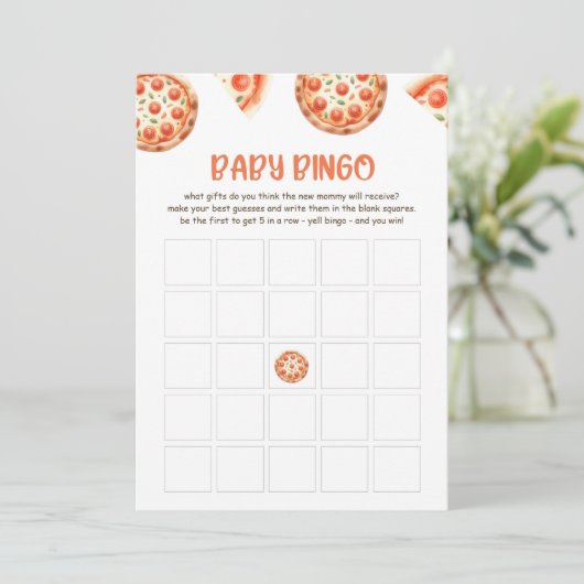 Pizza Baby shower Baby Bingo Spel Kaart (Staand voorkant)