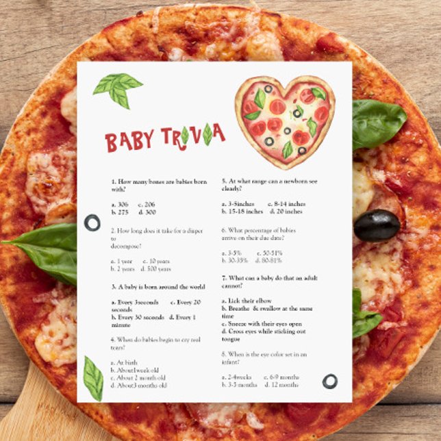 Pizza baby shower Baby Trivia | Baby shower spel (Creator heeft geüpload)