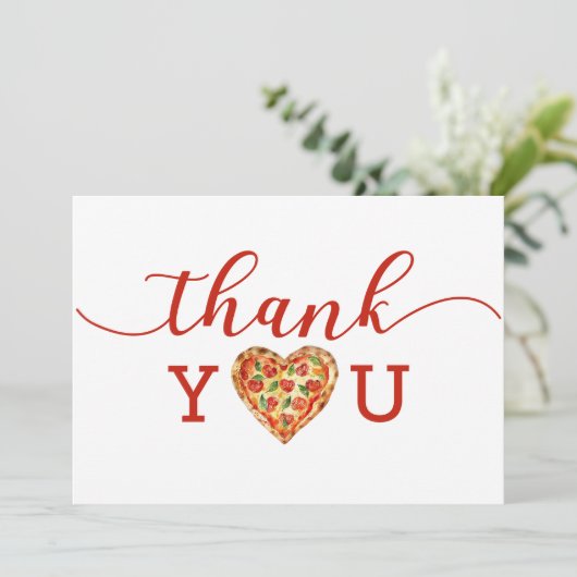 Pizza Baby shower bedankkaart – Fun Food Theme (Staand voorkant)