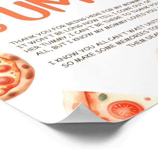 Pizza Baby shower bericht van het bump teken Poster (Hoek)